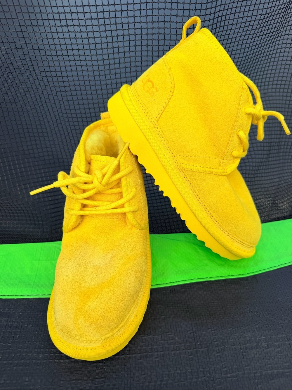 UGG Bright Yellow Kids Suede Lace-Up Boots